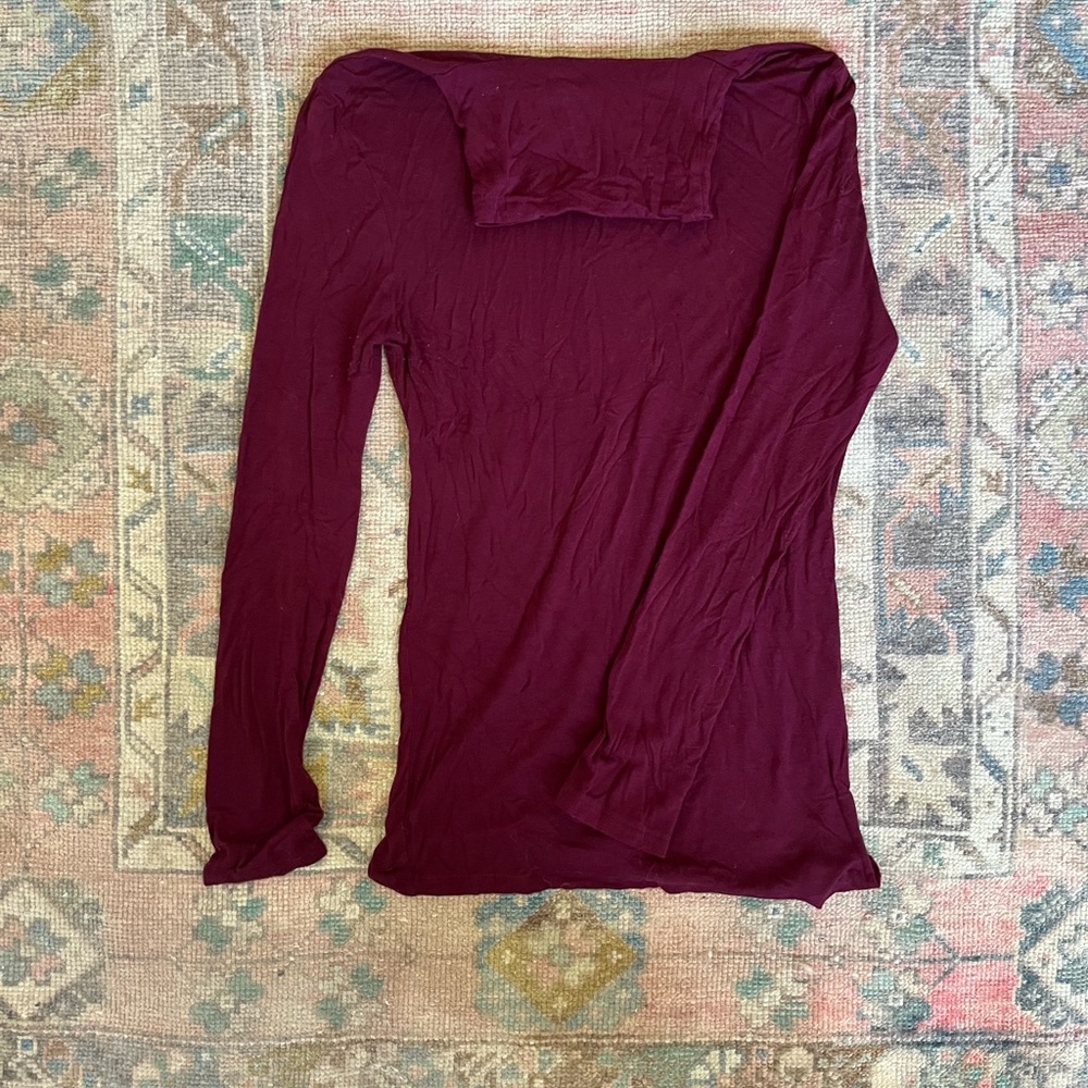 Maroon Turtleneck Long Sleeve Tee